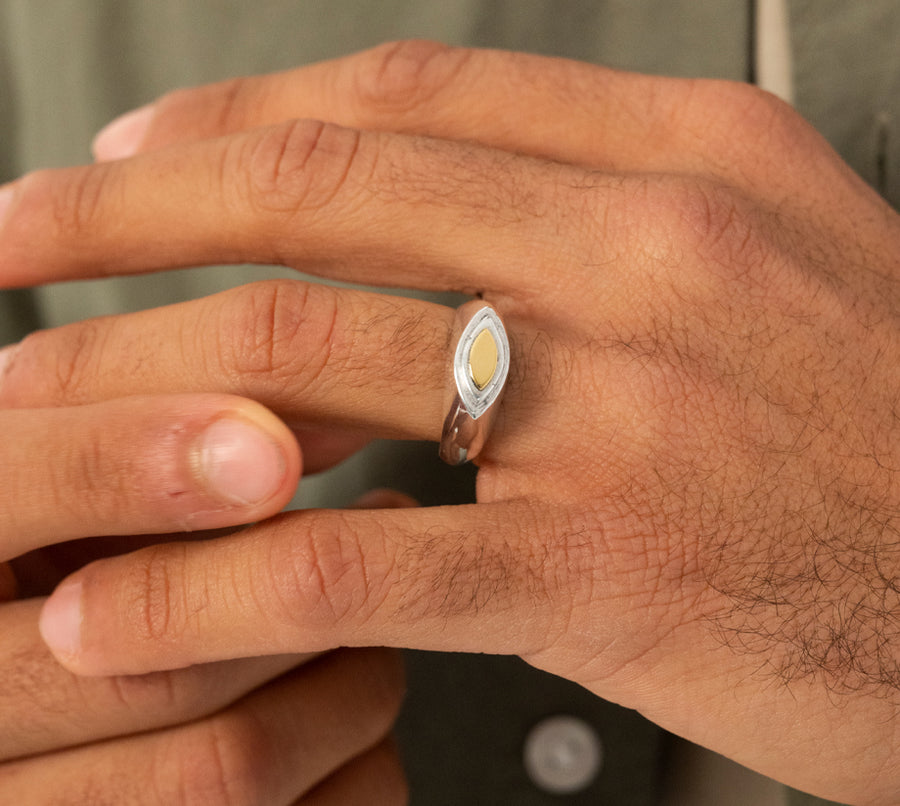 Alex Silver & 18k Gold Signet Ring 18k Gold and Silver Ring