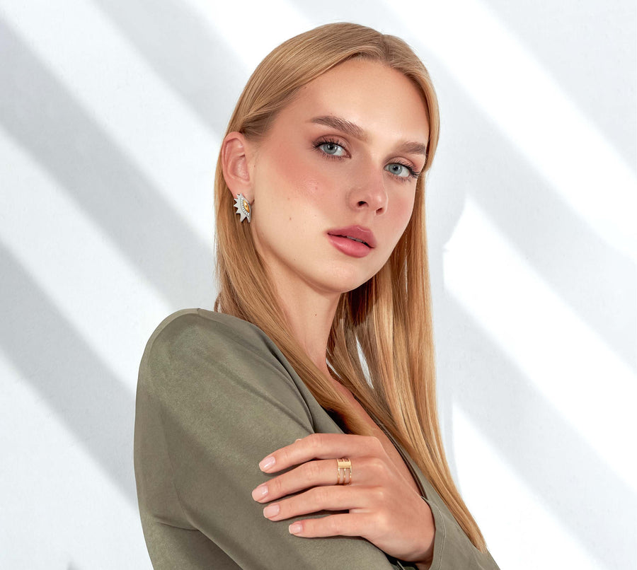 Dina 18k Gold & Silver Earrings